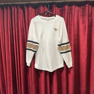 PINK Oversized White Logo Bling T-Shirt